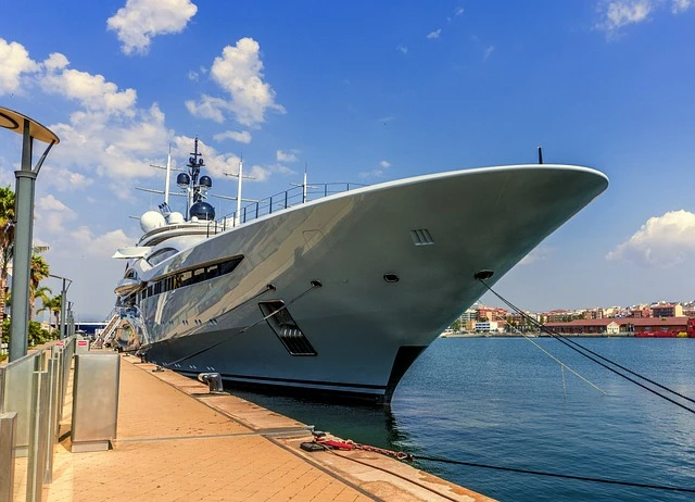 Superyachts moored at the marina