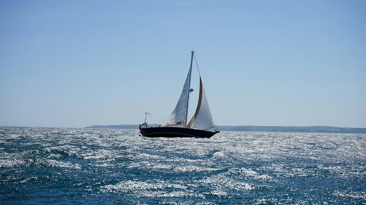 Sailing ships sail on the seas