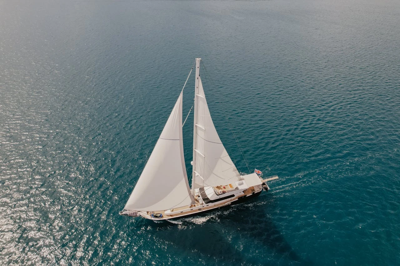 Sailing ships sail on the seas