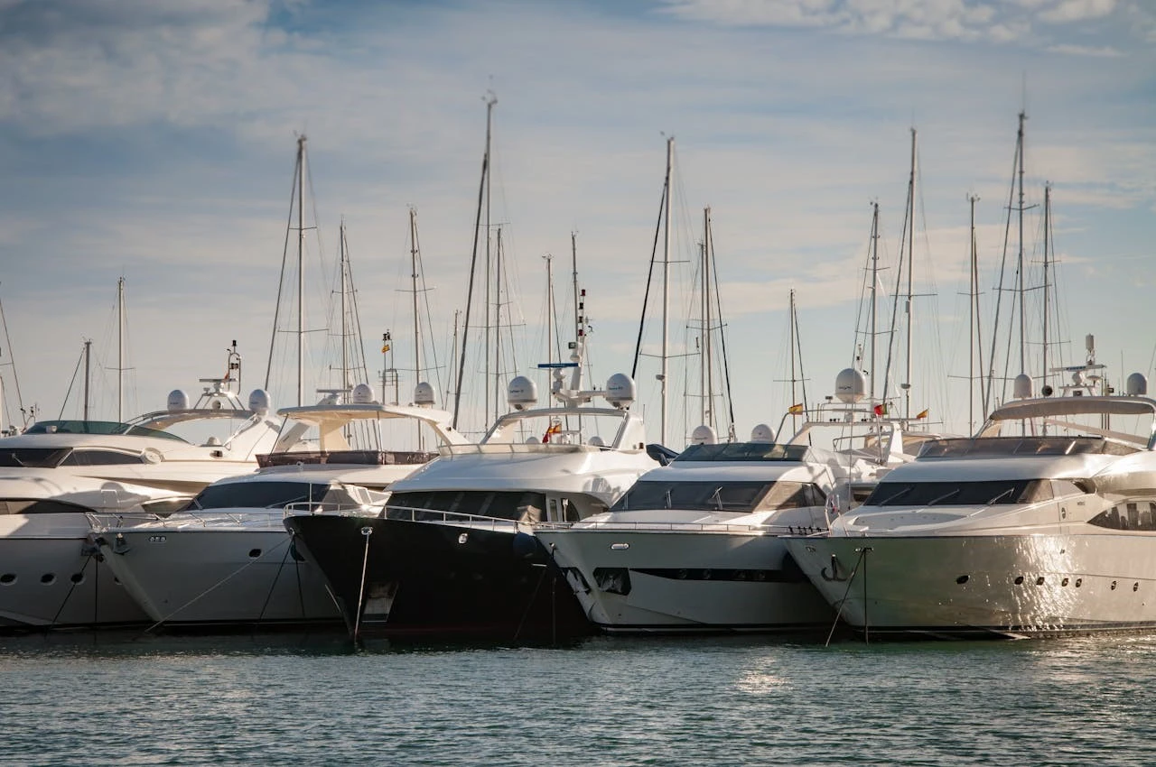 Yacht docked at the marina