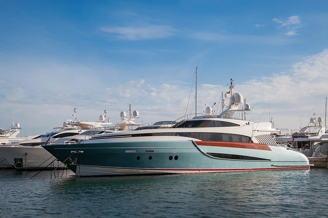 Yacht docked at the marina