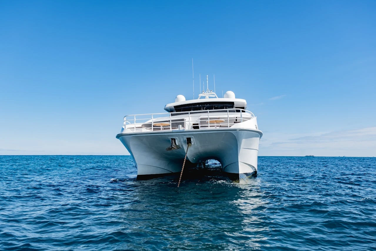Yacht anchored in the sea