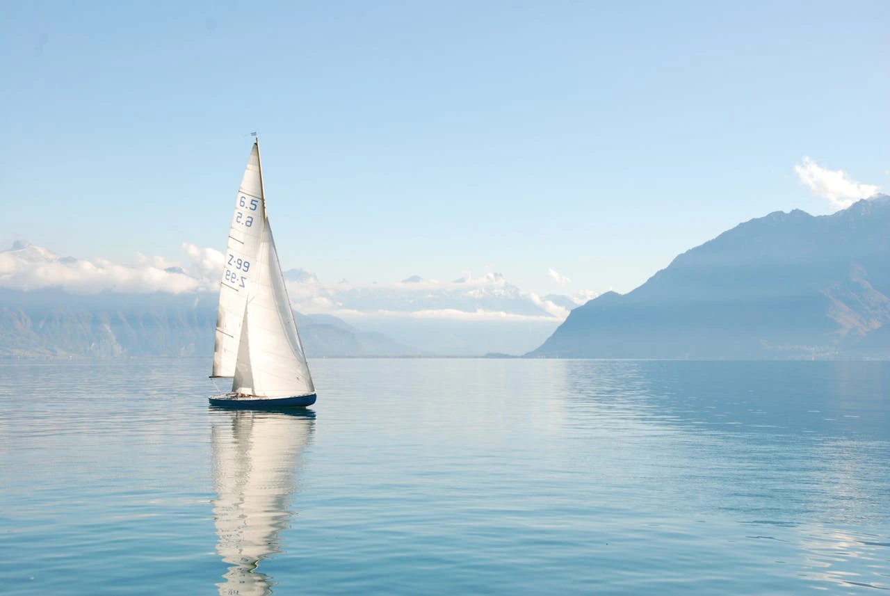 Sailboat travelling on the sea