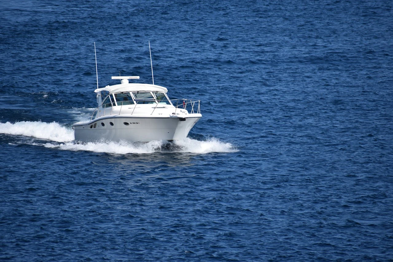 Yacht moored at sea