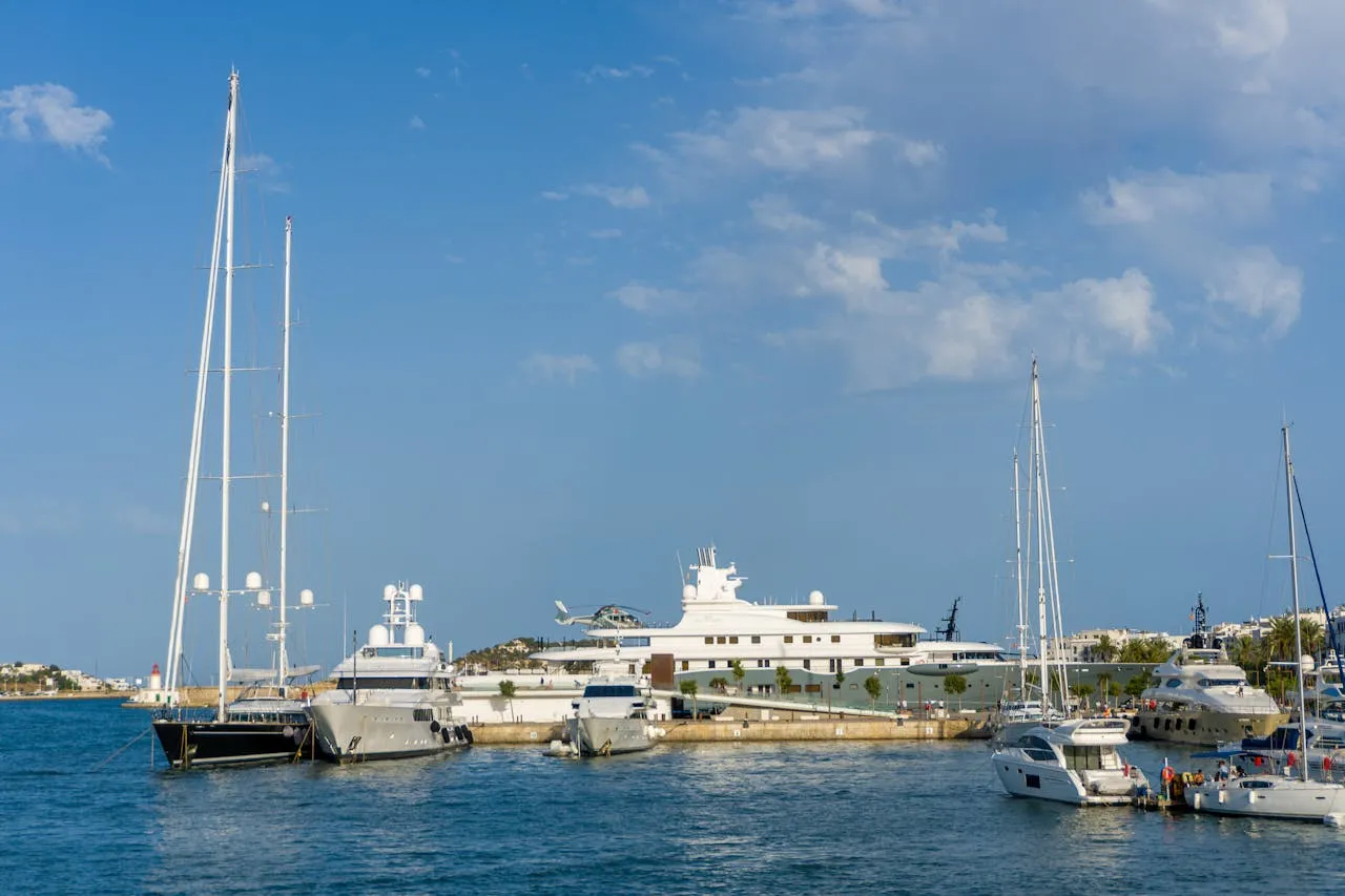 Yacht moored at sea