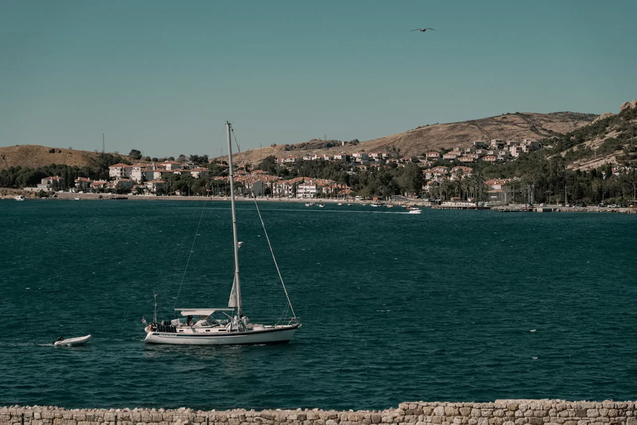 Sailboat travelling on the sea