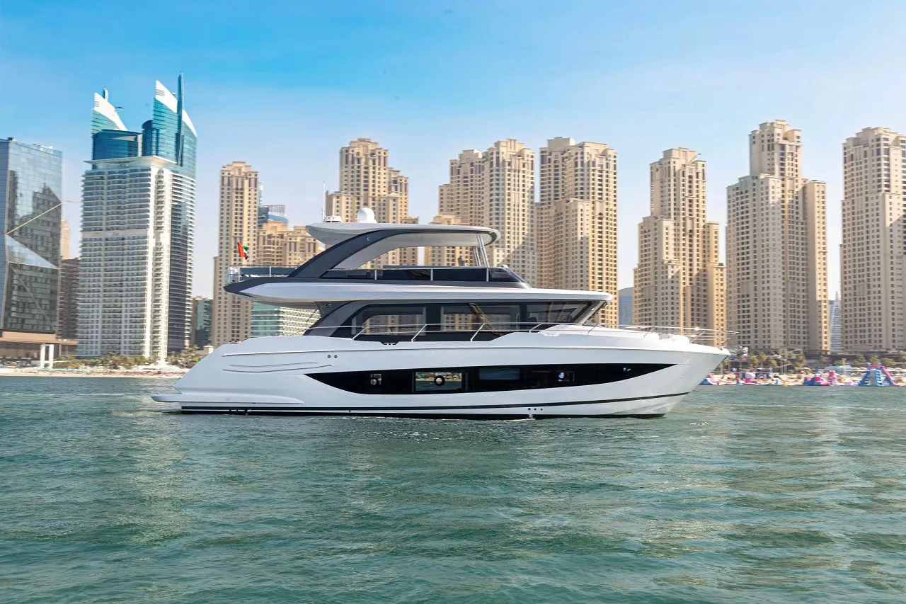 Yacht moored at sea